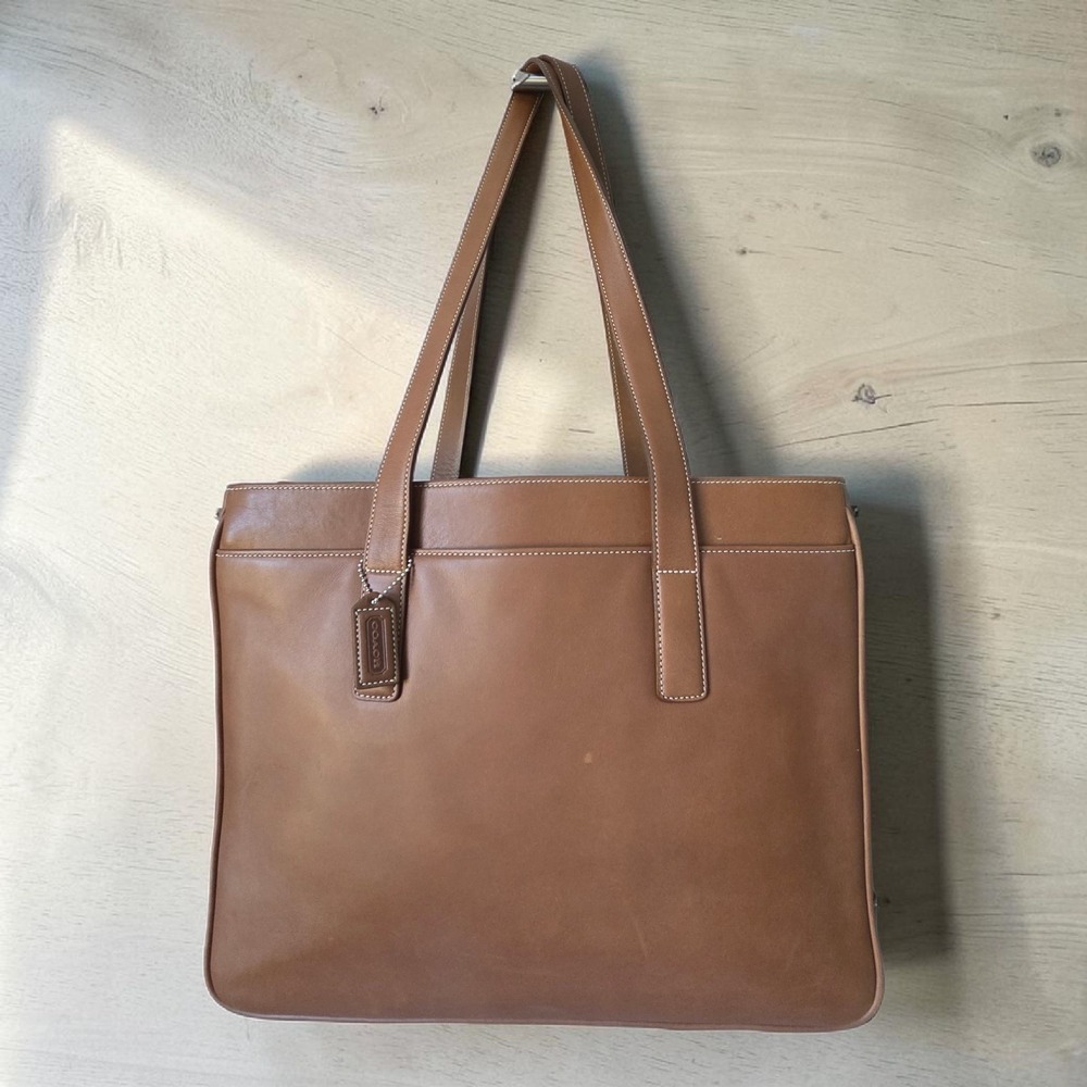 Vintage Coach 5209 Brown Leather Business Tote Laptop Briefcase Y2K Shoulder Bag